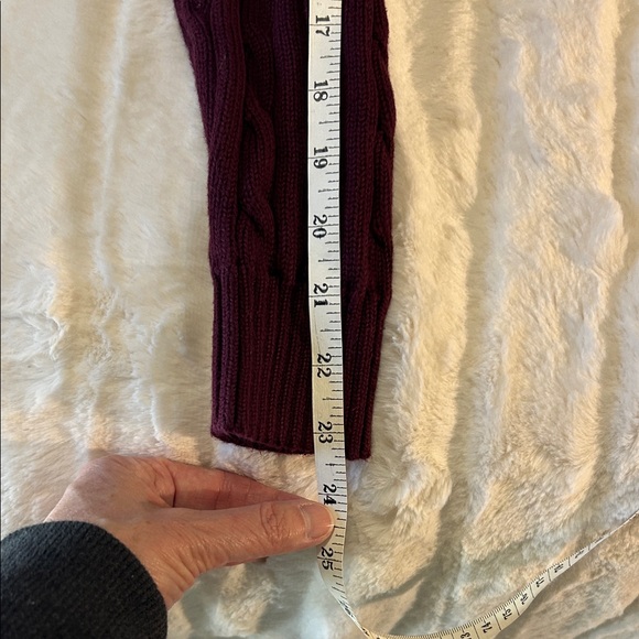 Polo by Ralph Lauren Kimberly Cable Knit Burgundy V-Neck Sweater Women's XL - Picture 7 of 8